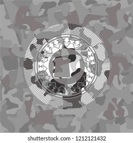 bread icon on grey camouflage texture