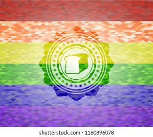 bread icon on mosaic background with the colors of the LGBT flag