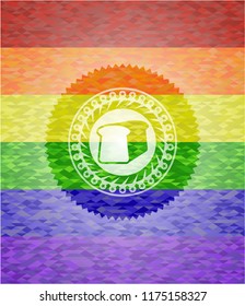 bread icon on mosaic background with the colors of the LGBT flag
