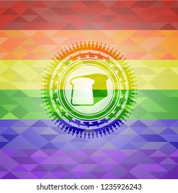 bread icon on mosaic background with the colors of the LGBT flag