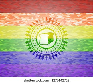 bread icon on mosaic background with the colors of the LGBT flag