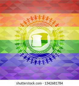 bread icon on mosaic background with the colors of the LGBT flag