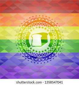 bread icon on mosaic background with the colors of the LGBT flag