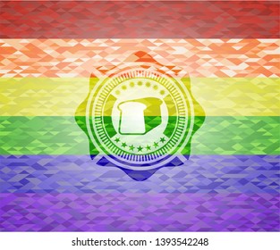 bread icon on mosaic background with the colors of the LGBT flag