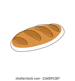 Bread icon one line art design. Loaf vector illustration on white background.