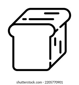 Bread icon. Outline design. Sliced bread isolated on white background. For presentation, graphic design. Vector Illustration.