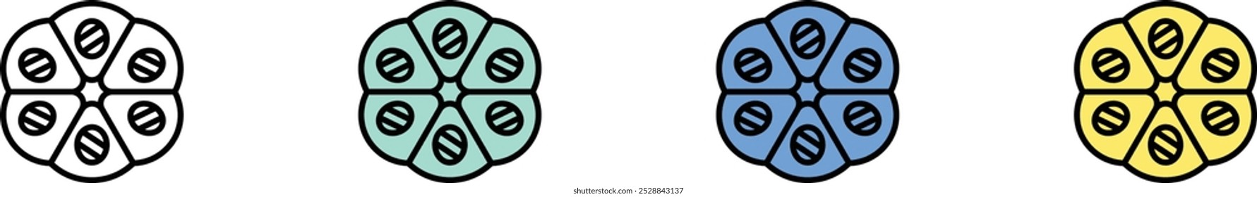 bread icon. Outline, Green, Blue and Yellow Style Design Isolated On White Background