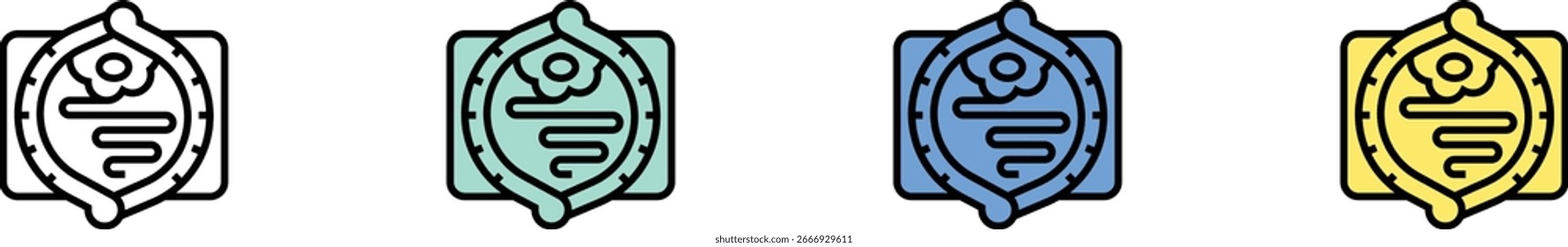 bread icon. Outline, Green, Blue and Yellow Style Design Isolated On White Background