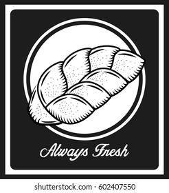 bread icon over black background. bakery product concept. vector illustration