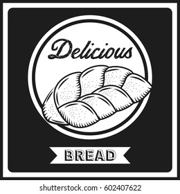 bread icon over black background. bakery product concept. vector illustration