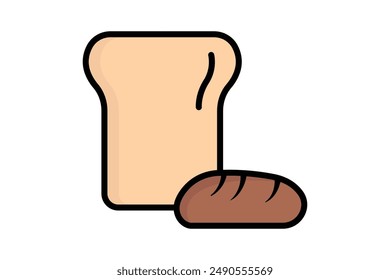 Bread icon. icon related to carbohydrates. colored outline icon style. nutrition elements vector illustration