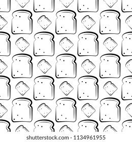 Bread Icon Seamless Pattern, Baked Bread Icon Vector Art Illustration