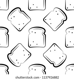 Bread Icon Seamless Pattern, Baked Bread Icon Vector Art Illustration