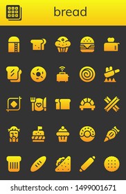 bread icon set. 26 filled bread icons.  Simple modern icons about  - Harvest, Waffle, Sandwich, Muffin, Hamburger, Toaster, Toast, Doughnut, Cinnamon roll, Fry, Crop, Food, Bread