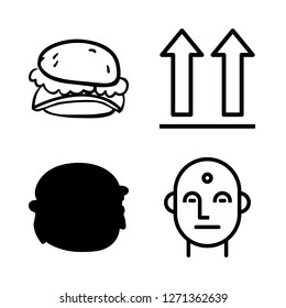 bread icon set about hamburger, side up, burger and indian vector set