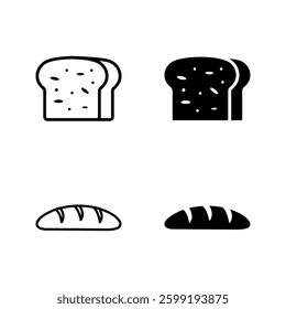 Bread icon set color editable on white background