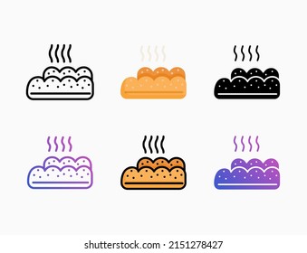 Bread icon set with line, outline, flat, filled, glyph, color, gradient. Editable stroke and pixel perfect. Can be used for digital product, presentation, print design and more.