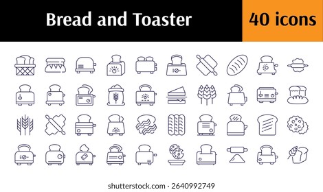 Bread Icon Set for UI, Placards, Books, Apps. Editable Stroke. Perfect for Web Sites, Books, Cards, Apps 