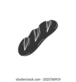 Bread Icon Silhouette Illustration. Traditional Food Vector Graphic Pictogram Symbol Clip Art. Doodle Sketch Black Sign.