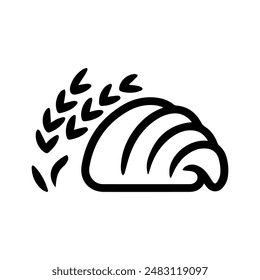 Bread icon Silhouette, A bread thin line sign. Isolated contour symbol illustration