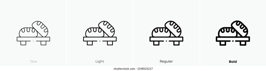bread icon. Thin, Light Regular And Bold style design isolated on white background