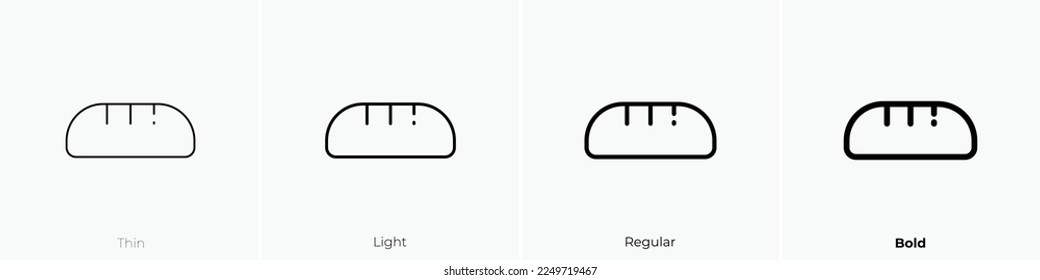 bread icon. Thin, Light Regular And Bold style design isolated on white background