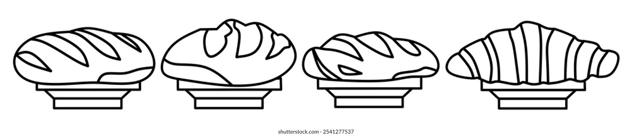 Bread icon. Bread thin line icon collection. Stock vector.