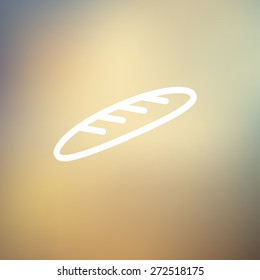 Bread icon thin line for web and mobile, modern minimalistic flat design. Vector white icon on gradient mesh background.