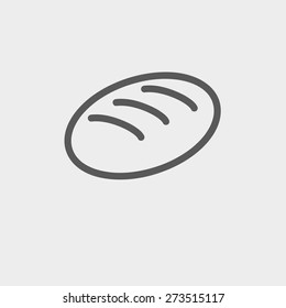 Bread icon thin line for web and mobile, modern minimalistic flat design. Vector dark grey icon on light grey background.