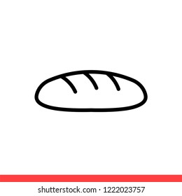 Bread icon vector, baker symbol. Simple, flat design for web or mobile app