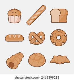 Bread icon vector brown food
