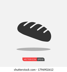 Bread icon vector illustration on a white background. Bread icon vector. Bread icon for web design. Simple design on white background. Food engineering. 