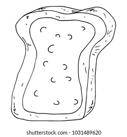 Bread icon. Vector illustration of a piece of bread. Hand drawn piece of bread.