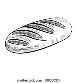 Bread icon. Vector pencil sketch of wheat loaf