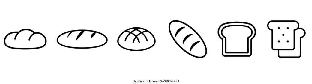 Bread icon vector set. Loaf illustration sign collection. baked goods symbol. Toast Logo. Breads web icons.