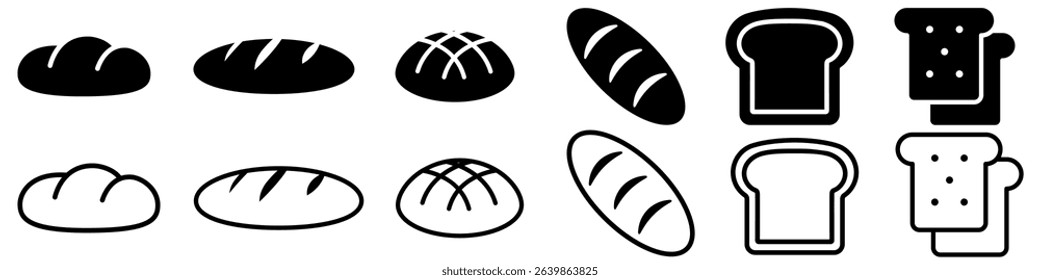 Bread icon vector set. Loaf illustration sign collection. baked goods symbol. Toast Logo. Breads web icons.