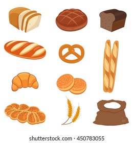 Bread icons. Bakery products. Vector illustration