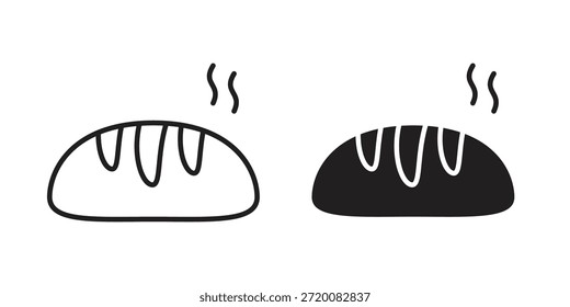 Iconos de pan de color negro en varios estilos