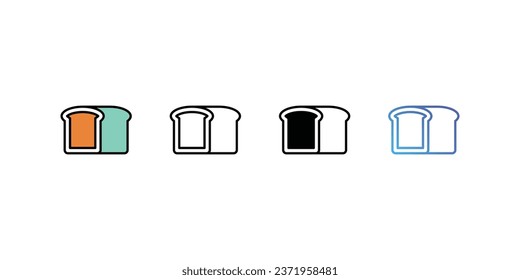 Bread icons, color, line, glyph, gradient, Blue icon, Food icon in five variations stock illustration.