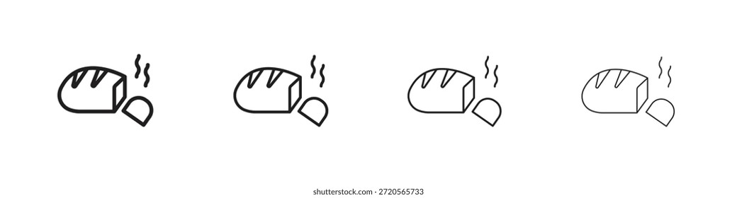 Iconos de pan diseñados en estilo de contorno, línea y trazo