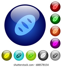 Bread icons on round color glass buttons