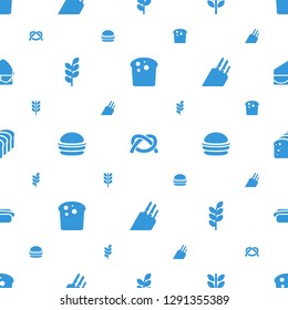 bread icons pattern seamless white background. Included editable filled pretzel, wheat, burger, knife, hot dog, sandwich icons. bread icons for web and mobile.