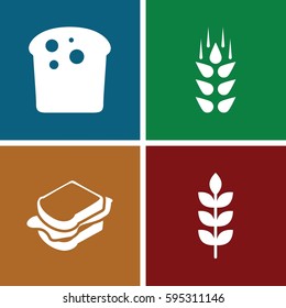 bread icons set. Set of 4 bread filled icons such as wheat, sandwich
