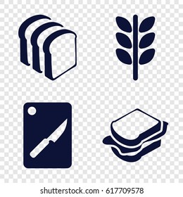 Bread icons set. set of 4 bread filled icons such as sandwich, bread slices, chopping board and knife