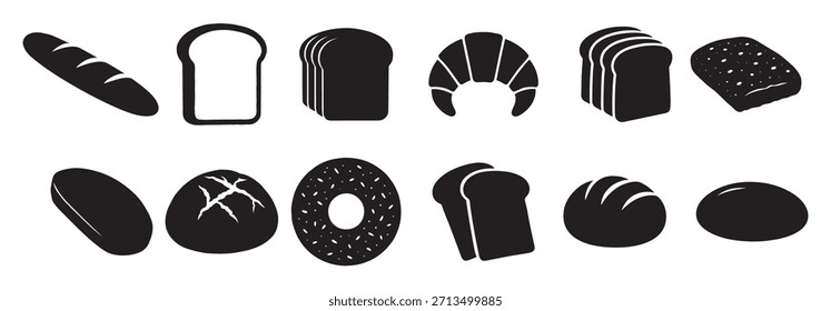 bread icons set on white background