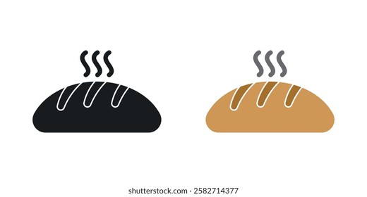 Bread icons set vectors black and colored style