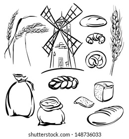  bread  icons sketch collection  cartoon vector  illustration