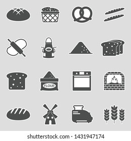Bread Icons. Sticker Design. Vector Illustration.
