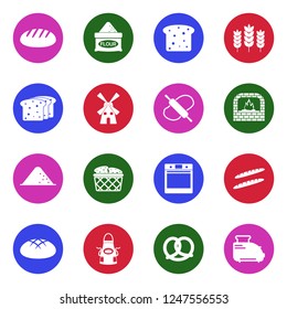 Bread Icons. White Flat Design In Circle. Vector Illustration. 