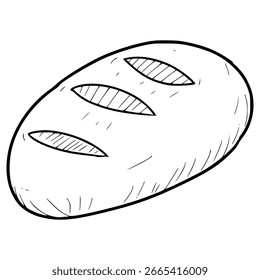Vector de contorno dibujado a mano de ilustración de pan